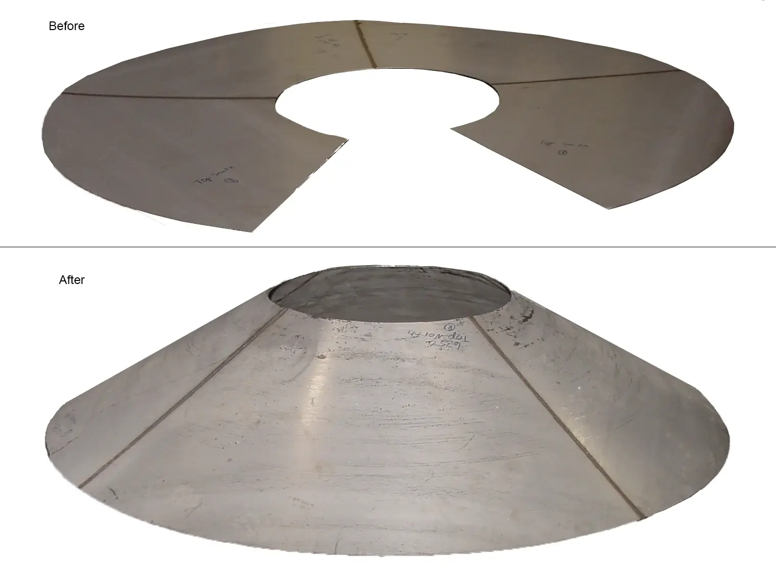 Rolling Services _ cone flat made into 4 pieces—welded _ Textile Industrial Welding